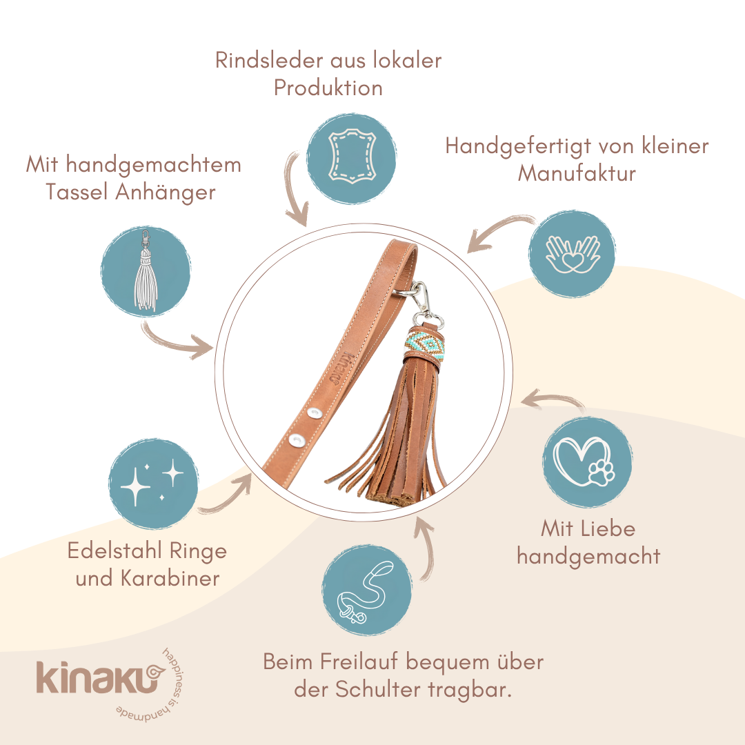Kinakú Hundeleine mit Tassel AMBAR XS